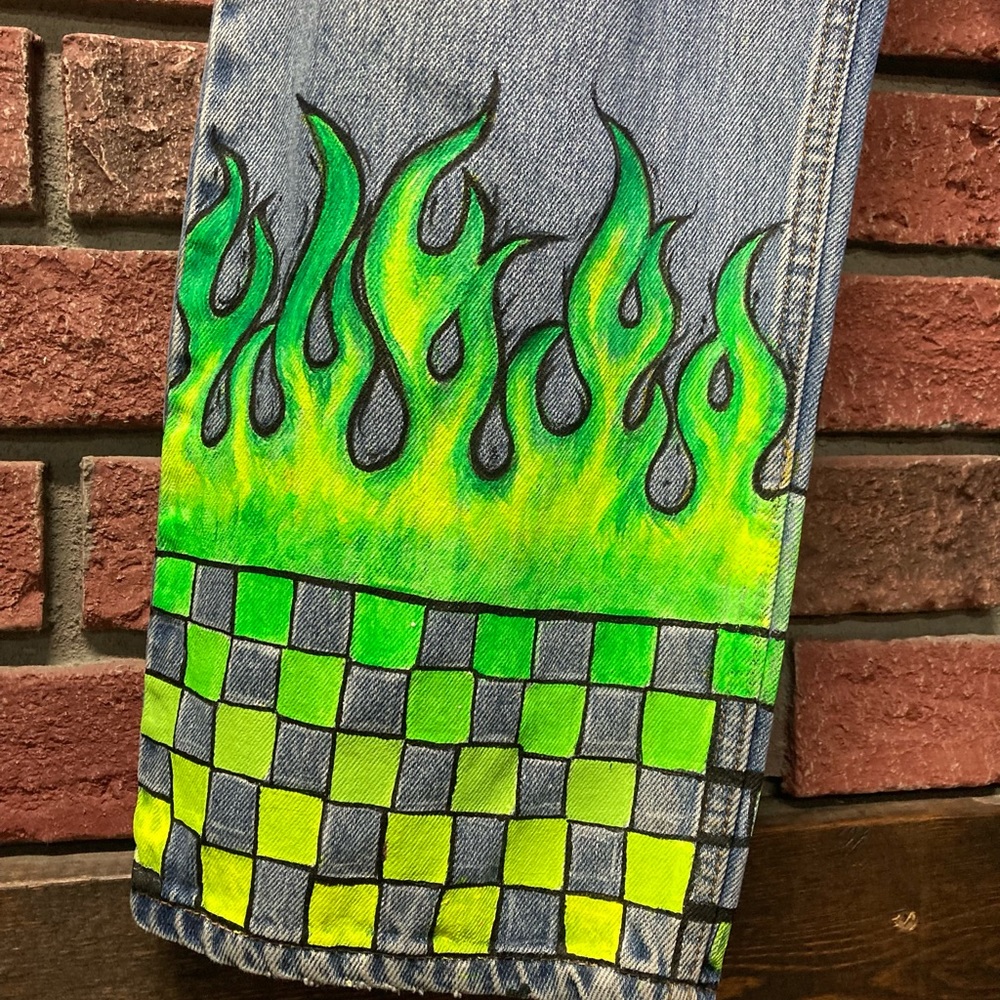 ✨Host Pick✨Levi’s reworked neon flames jeans - Picture 1 of 8